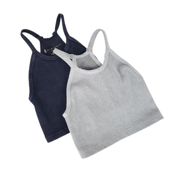 FP Movement Happiness Runs Crop Tank Lot 2 XS Black Gray Ribbed - Picture 1 of 6